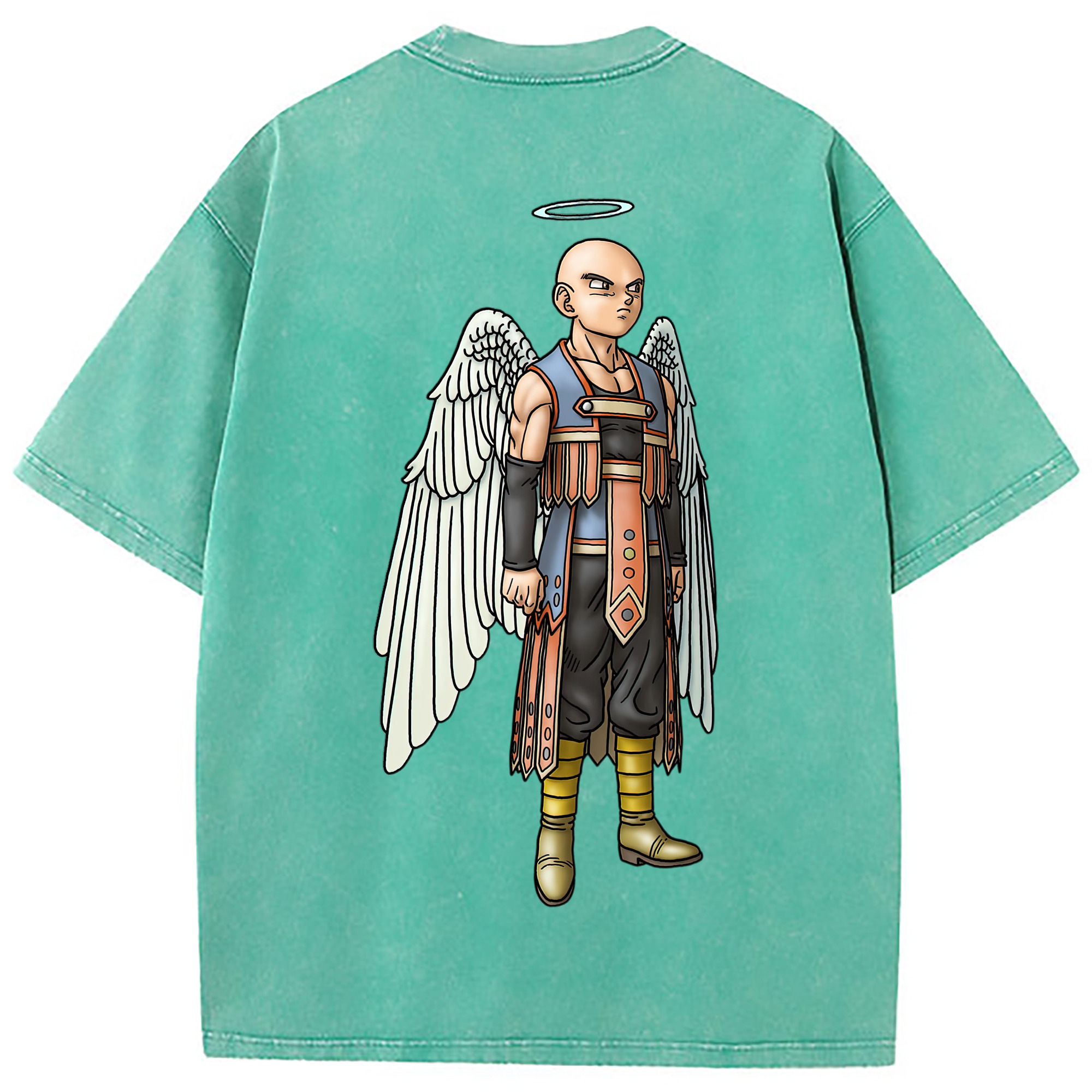 （画像用） ドラゴンクエスト Doragon Kuesuto Dragon Quest 綿100% ヴィンテージ風 半袖Tシャツ（背面プリント）